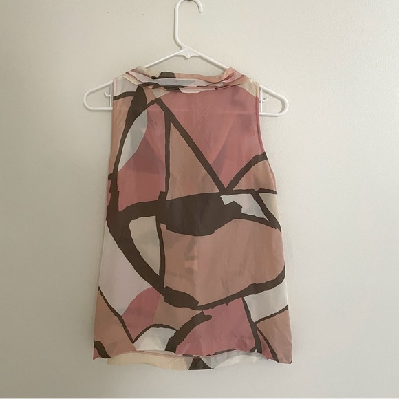 J. Crew Silk Mosaic Print Ruffle Neck Top - Picture 5 of 11